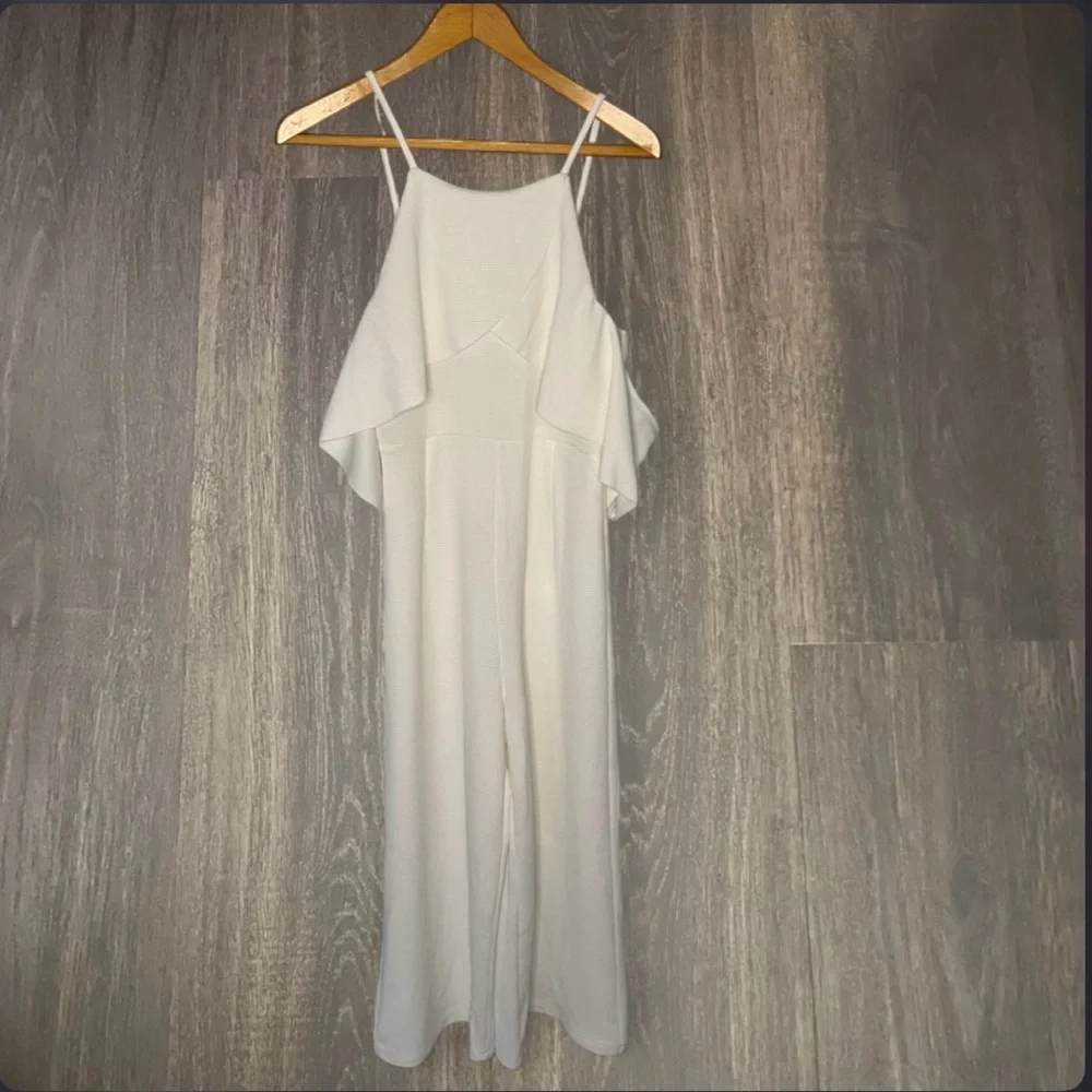 L’Atiste by Amy White‎ Ruffle Jumpsuit Wide Leg Off Shoulder Size L